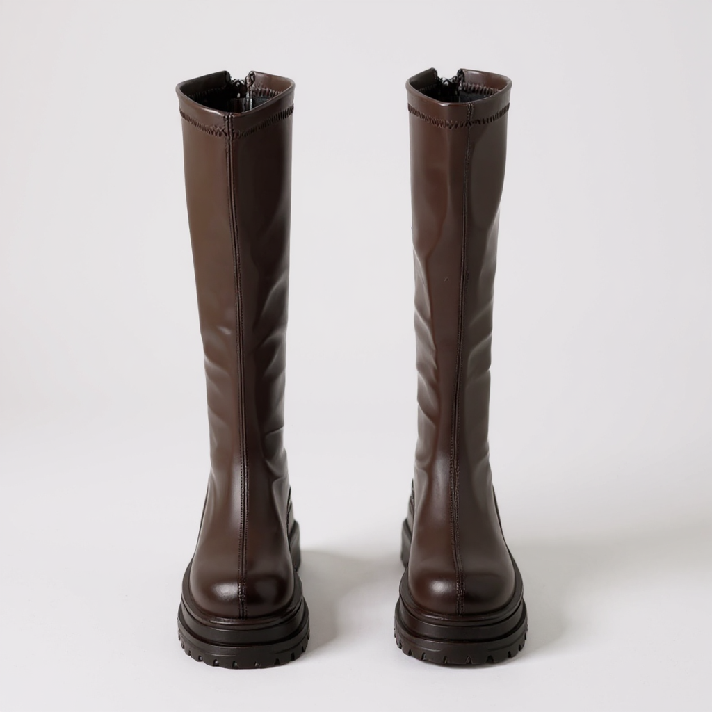 City-Ready Platform Riding Boots with Back Zip
