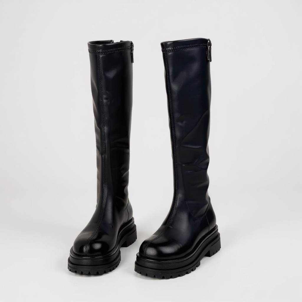 City-Ready Platform Riding Boots with Back Zip