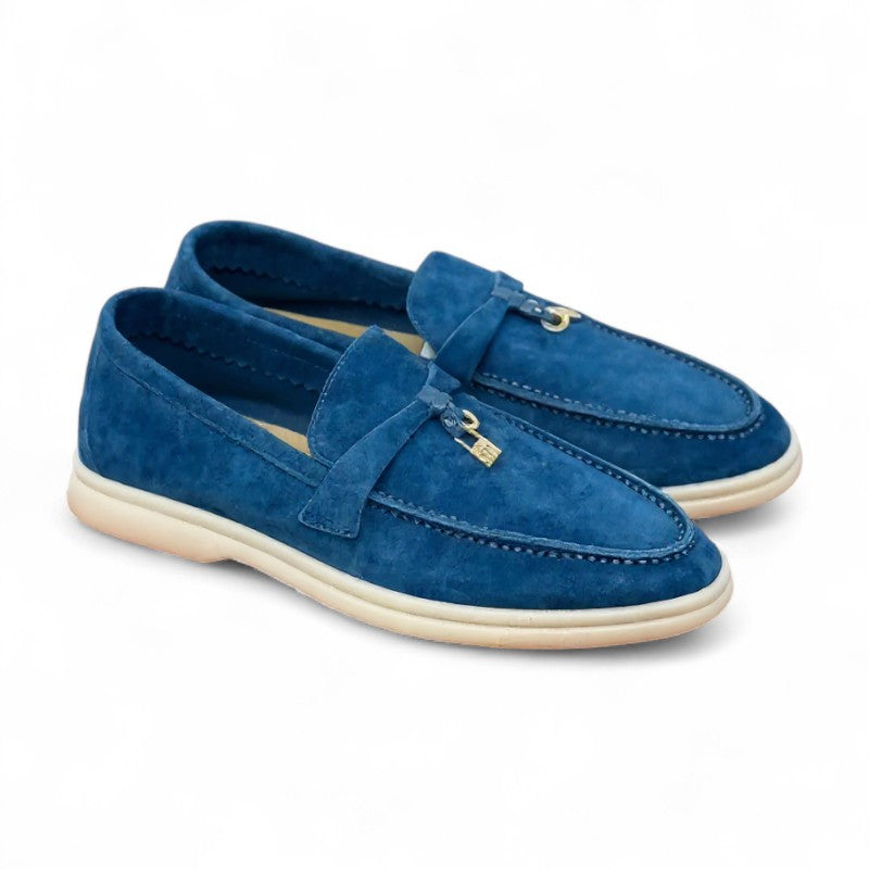 Essential Flat Suede Loafers with Metal Hardware