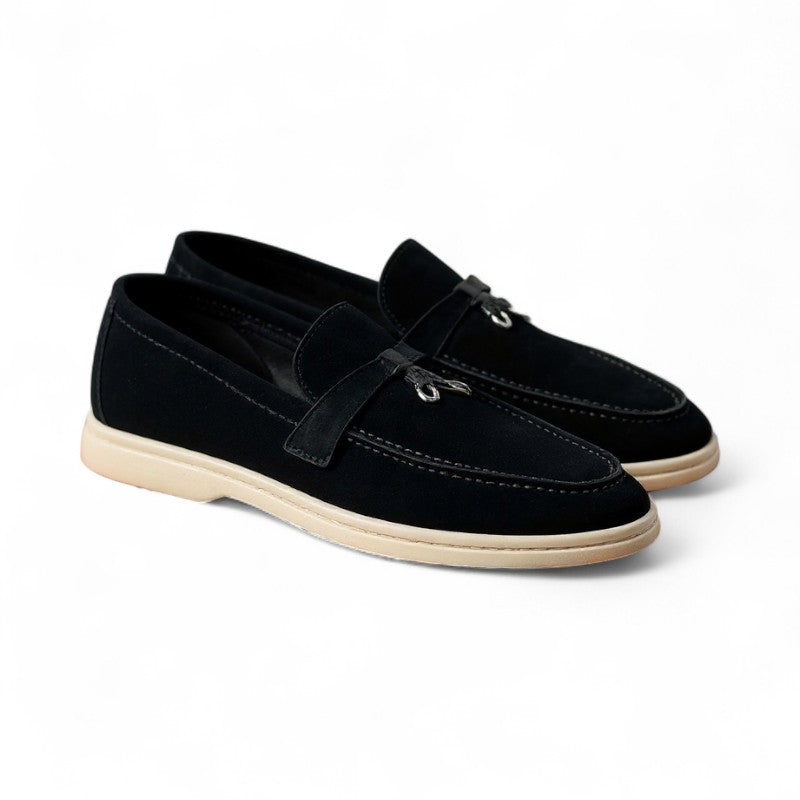 Essential Flat Suede Loafers with Metal Hardware