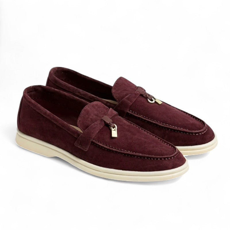 Essential Flat Suede Loafers with Metal Hardware