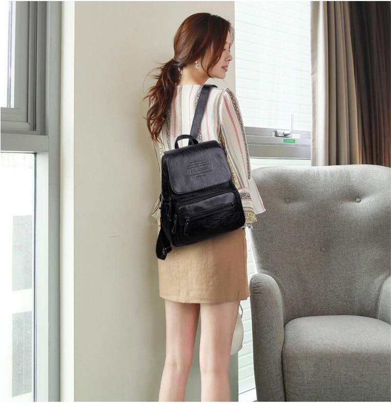 Genuine Leather Backpack with Minimalist Detail