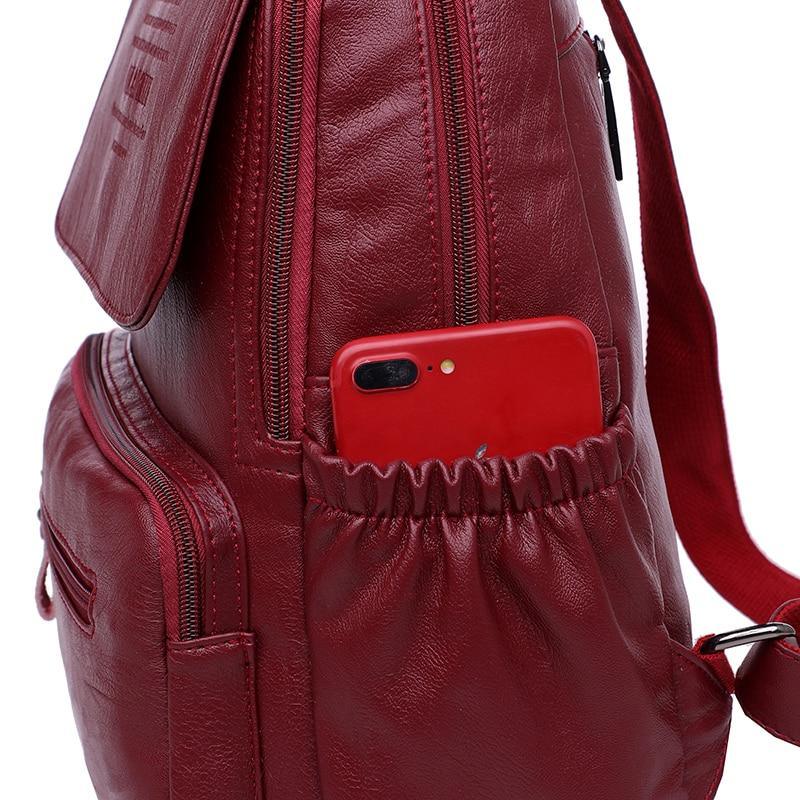 Genuine Leather Backpack with Minimalist Detail