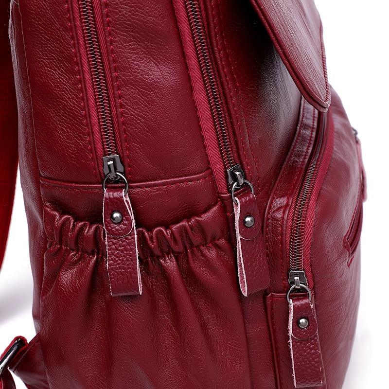 Genuine Leather Backpack with Minimalist Detail