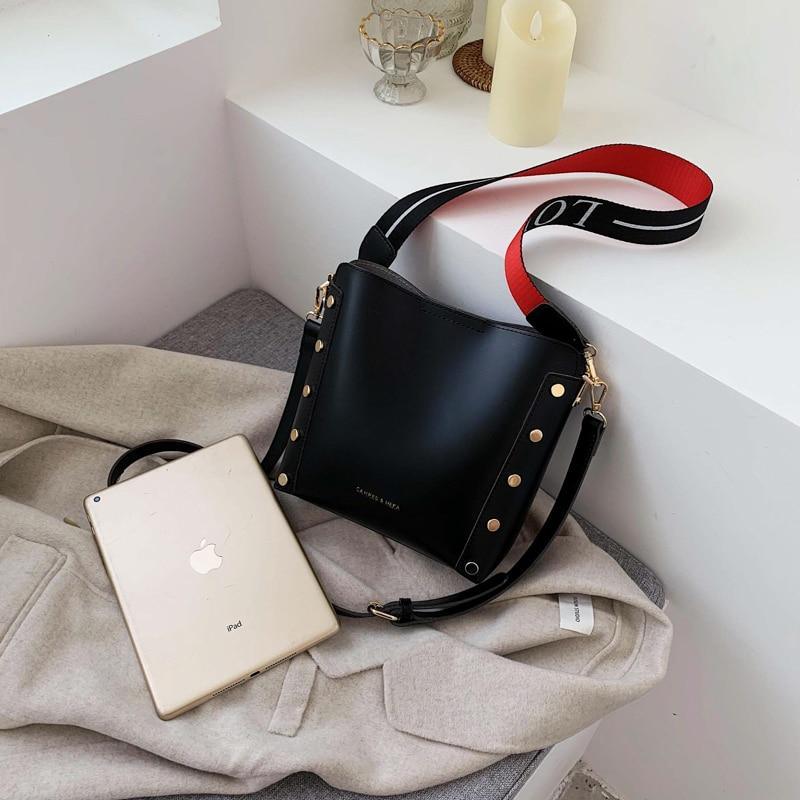 Sculpted Synthetic Leather Bucket Bag