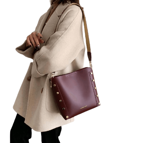Sculpted Synthetic Leather Bucket Bag