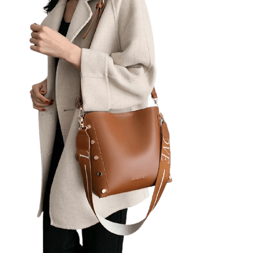 Sculpted Synthetic Leather Bucket Bag
