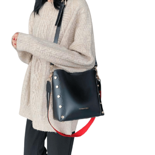 Sculpted Synthetic Leather Bucket Bag