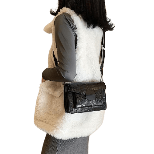 PU Leather Shoulder Bag with Structured Detail
