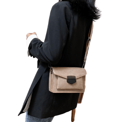 PU Leather Shoulder Bag with Structured Detail