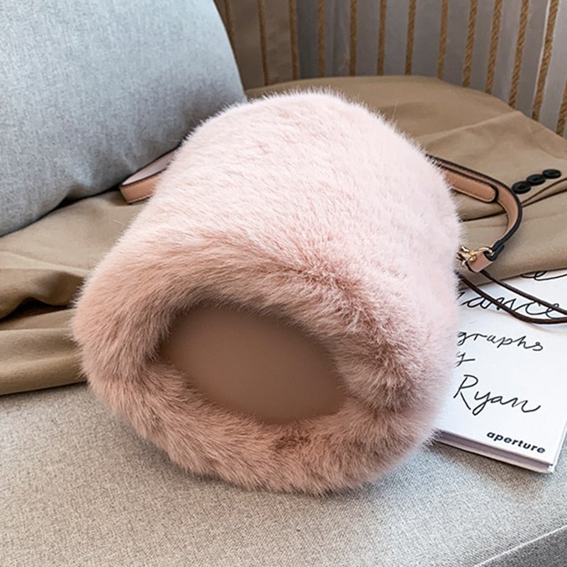 Faux Fur Bucket Bag with Mini Detail