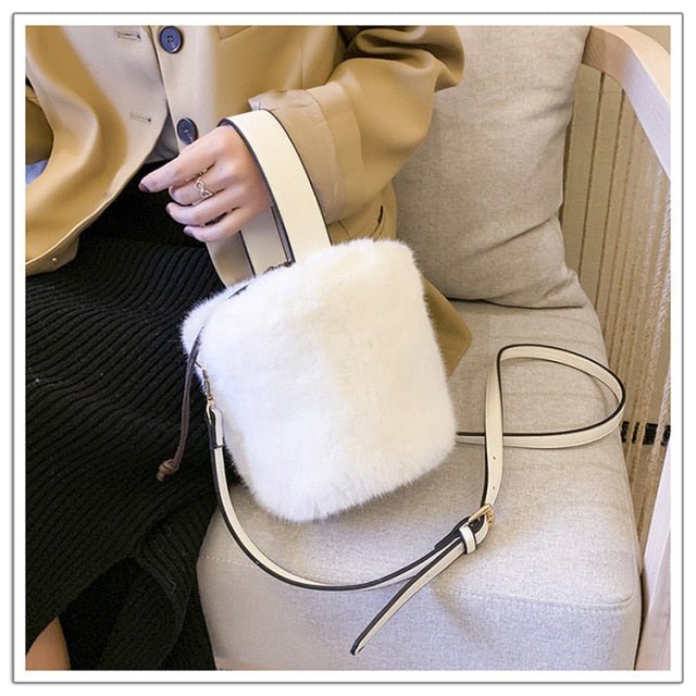 Faux Fur Bucket Bag with Mini Detail