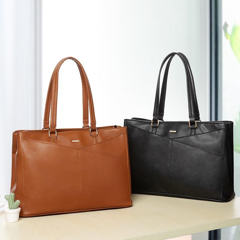 Leather Tote Bag with Roomy Detail
