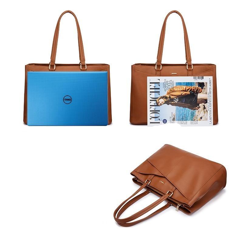 Leather Tote Bag with Roomy Detail