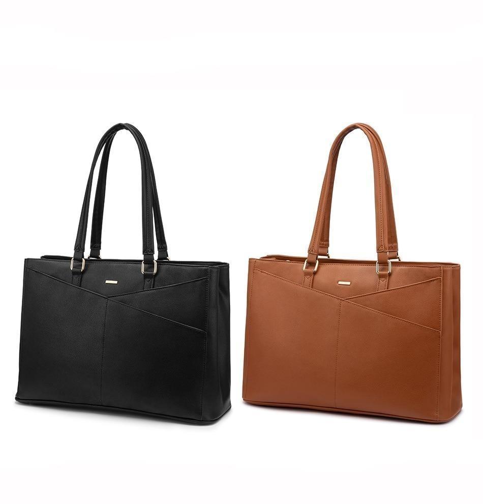 Leather Tote Bag with Roomy Detail