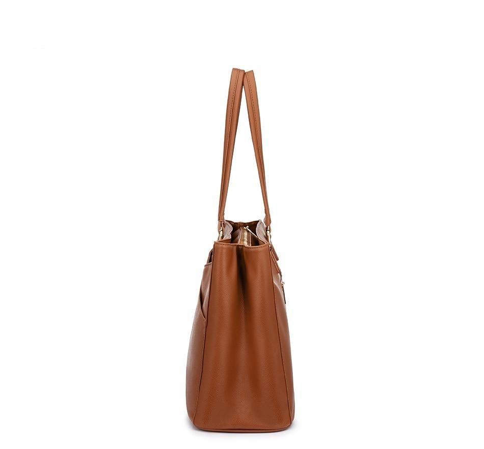 Leather Tote Bag with Roomy Detail