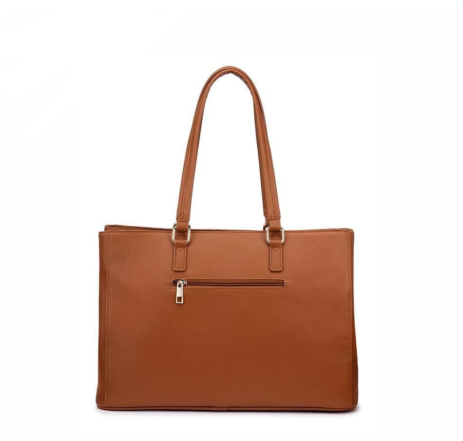Leather Tote Bag with Roomy Detail