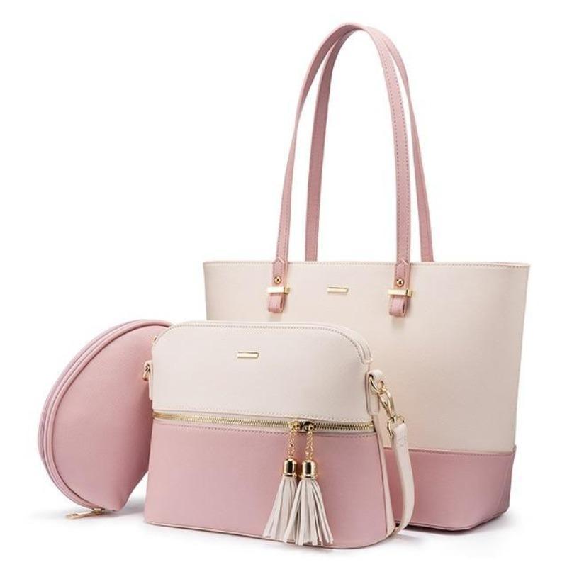 Leather Tote Bag with Mini Detail