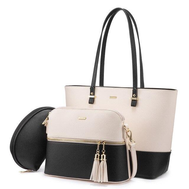 Leather Tote Bag with Mini Detail