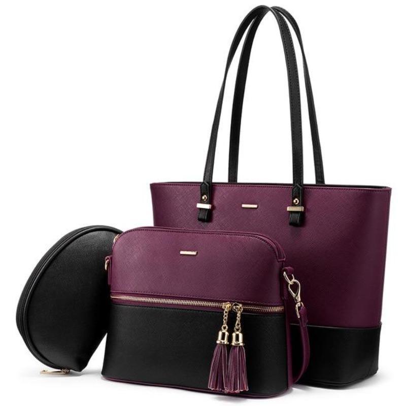 Leather Tote Bag with Mini Detail