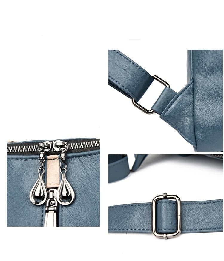 Leather Backpack with Anti-Theft Detail