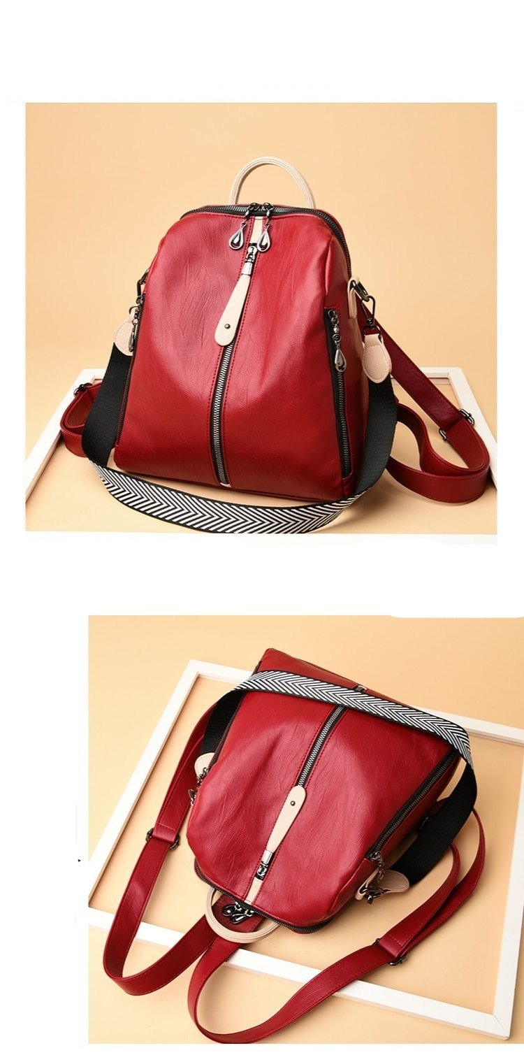 Leather Backpack with Anti-Theft Detail
