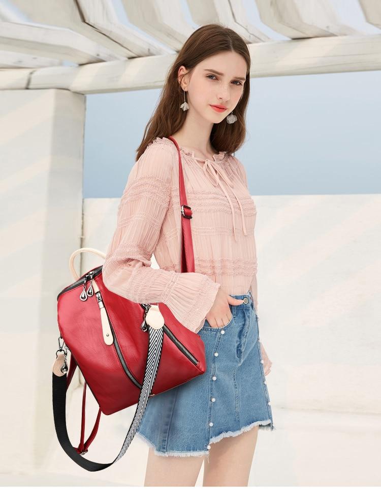 Leather Backpack with Anti-Theft Detail