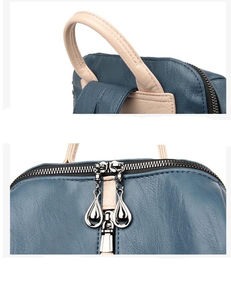 Leather Backpack with Anti-Theft Detail