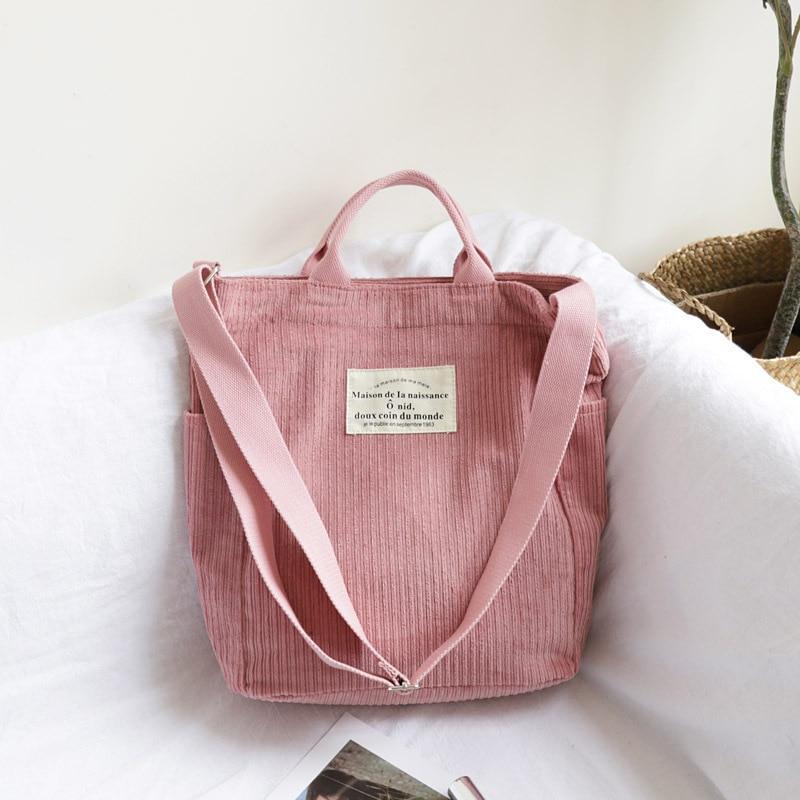 Corduroy Canvas Shoulder Bag