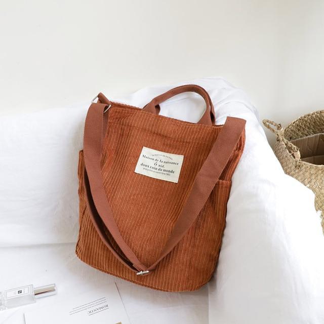 Corduroy Canvas Shoulder Bag