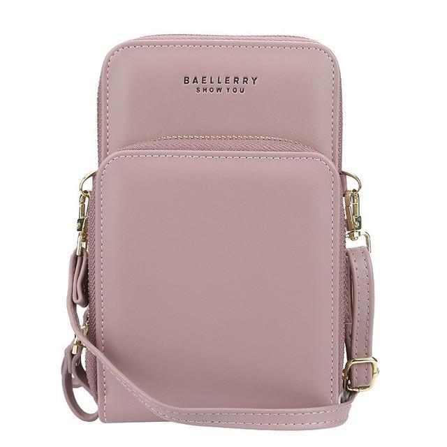 Synthetic Leather Phone Bag with Mini Detail