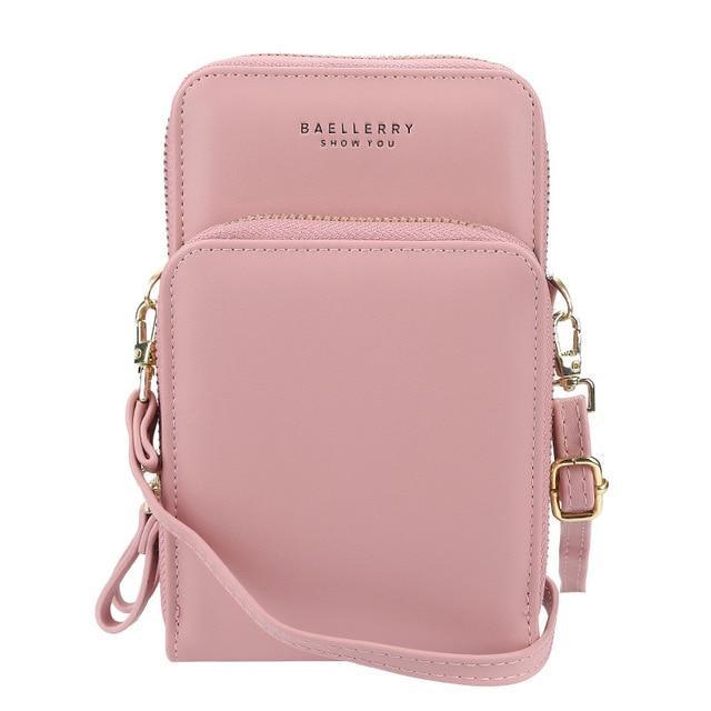 Synthetic Leather Phone Bag with Mini Detail