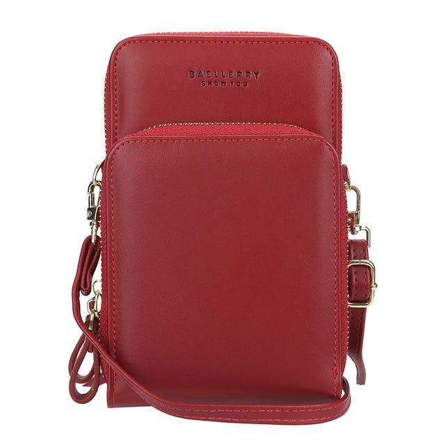 Synthetic Leather Phone Bag with Mini Detail