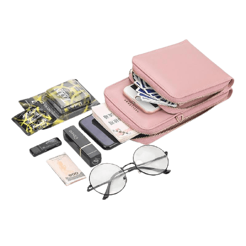 Synthetic Leather Phone Bag with Mini Detail