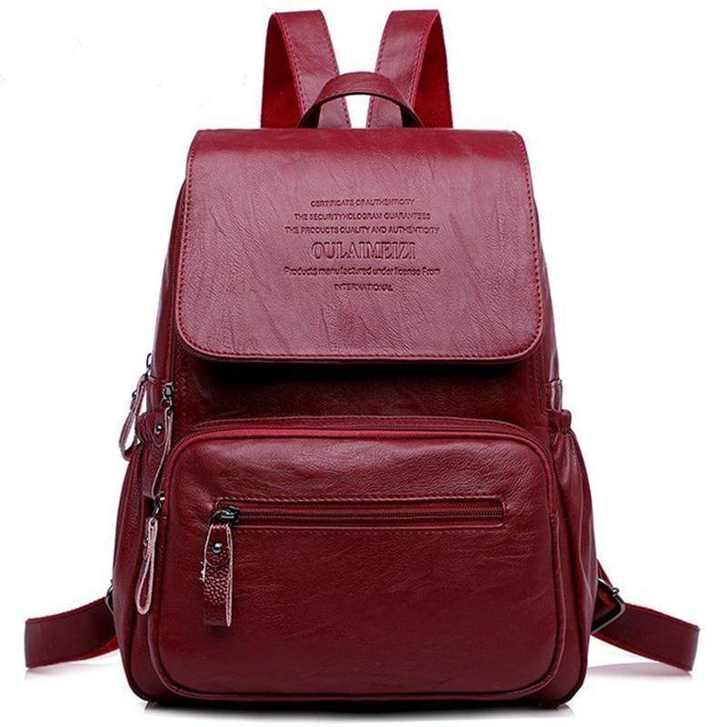 Genuine Leather Backpack with Minimalist Detail