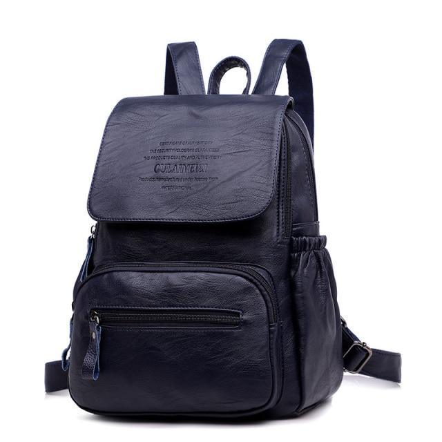 Genuine Leather Backpack with Minimalist Detail