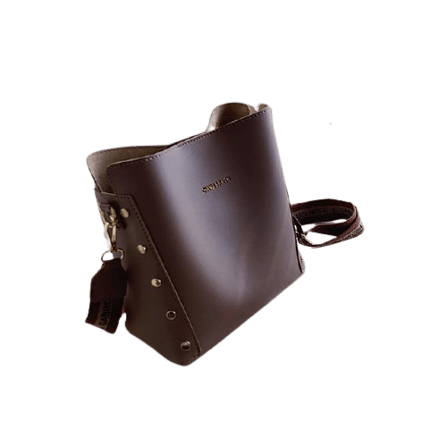 Sculpted Synthetic Leather Bucket Bag