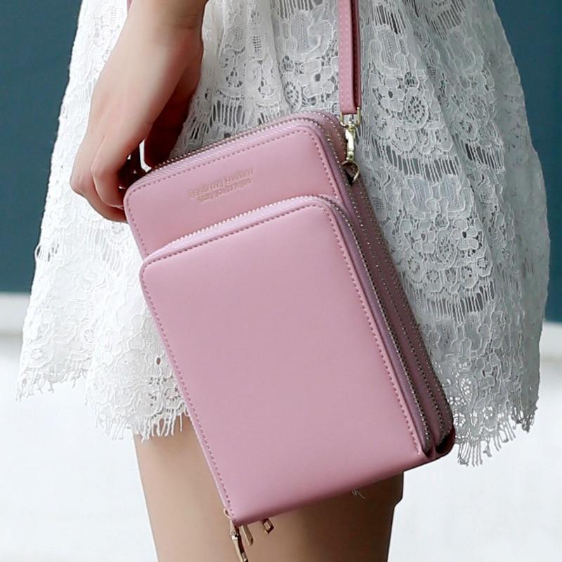 Synthetic Leather Phone Bag with Mini Detail