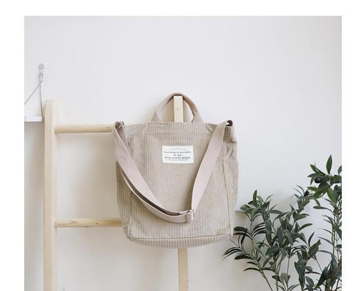 Corduroy Canvas Shoulder Bag