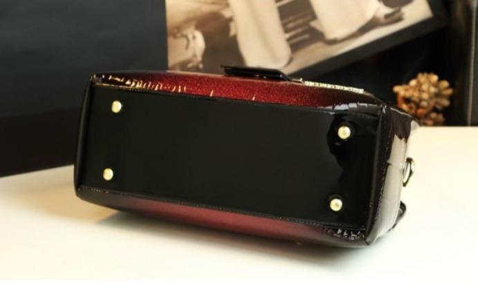 Croc-Effect Genuine Leather Phone Bag