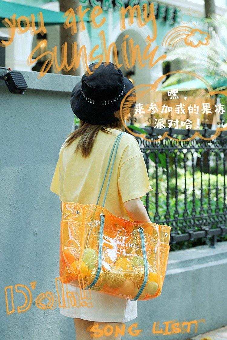 PVC Shoulder Bag with Round Detail