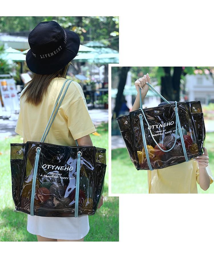 PVC Shoulder Bag with Round Detail
