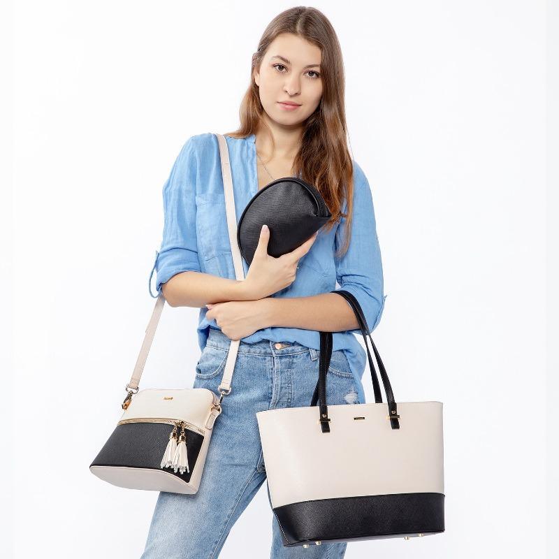 Leather Tote Bag with Mini Detail