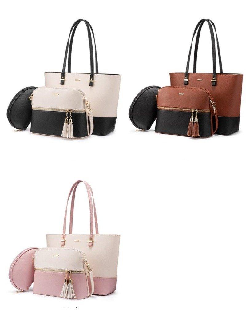 Leather Tote Bag with Mini Detail