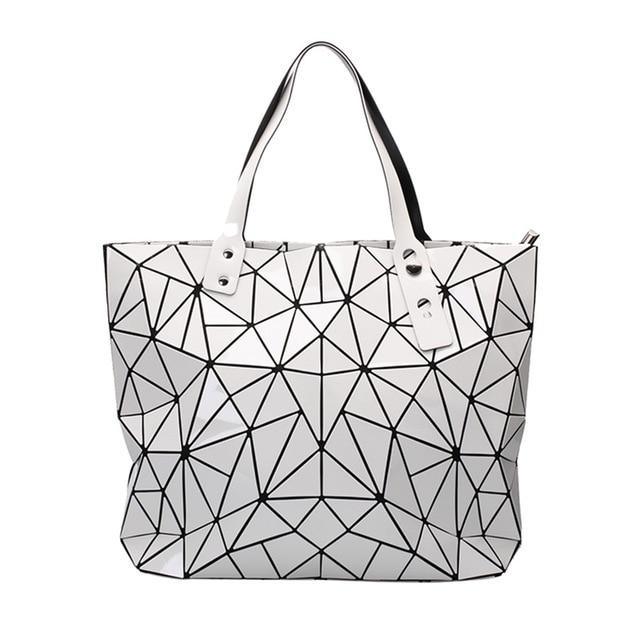 PU Leather Tote Bag with Geometric Detail