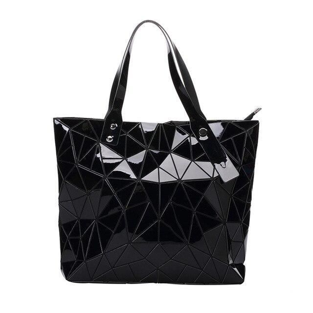PU Leather Tote Bag with Geometric Detail