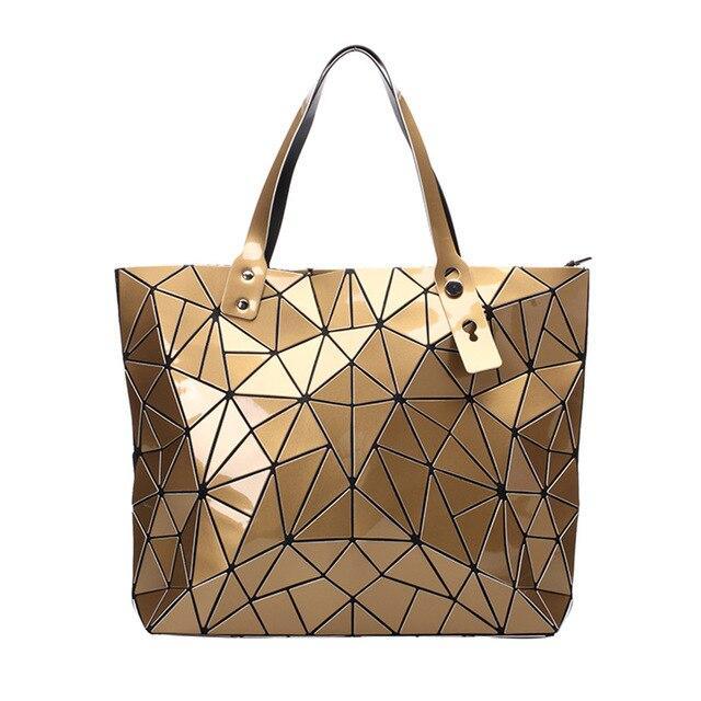 PU Leather Tote Bag with Geometric Detail