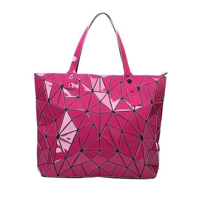 PU Leather Tote Bag with Geometric Detail