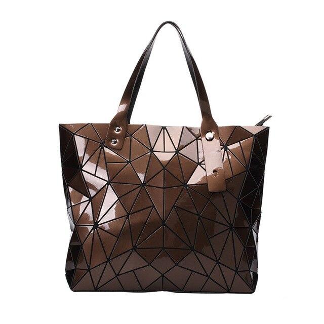 PU Leather Tote Bag with Geometric Detail