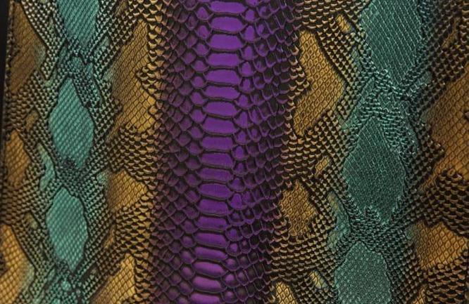 Snake-Effect Genuine Leather Phone Bag